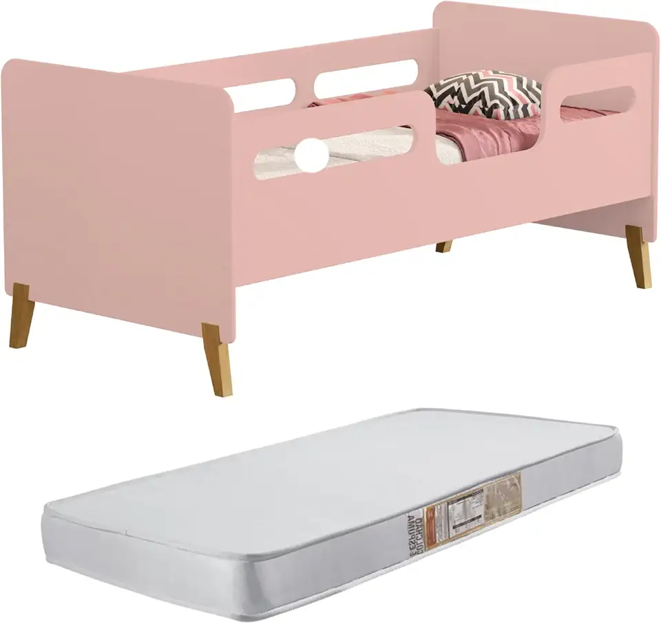Mini Cama Infantil Cecília com Colchão. (Rose)