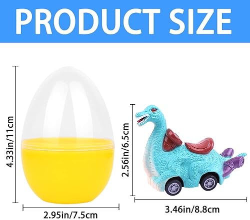 Miniatura 3 de XIMISHOP Paquete de 6 huevos de Pascua de plástico jumbo prellenados con dinosaurio juguetes de juguete en el interior para niños y niñas cesta de