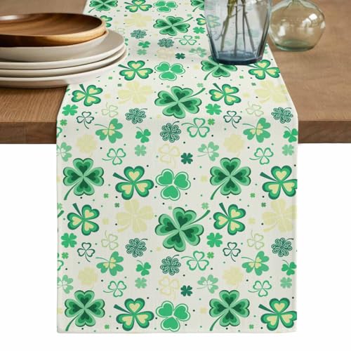 St. Patrick's Day Table Runner, Washable Cotton Linen Table Runners