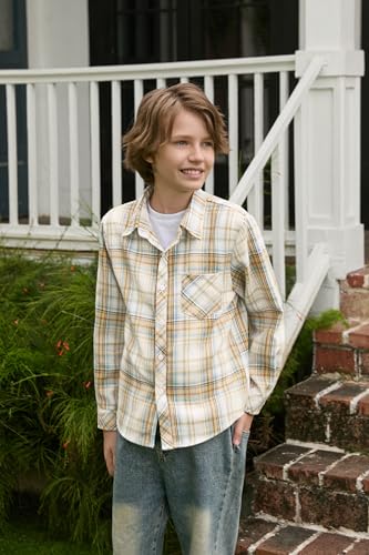 Image of Betusline Boy and Men Button Down Plaid Shirt