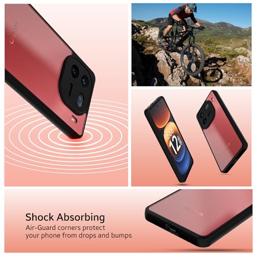 Image of KAPAVER Hybrid Back Cover Case Compatible with iQOO 12 5G (PC+TPU) (Black)