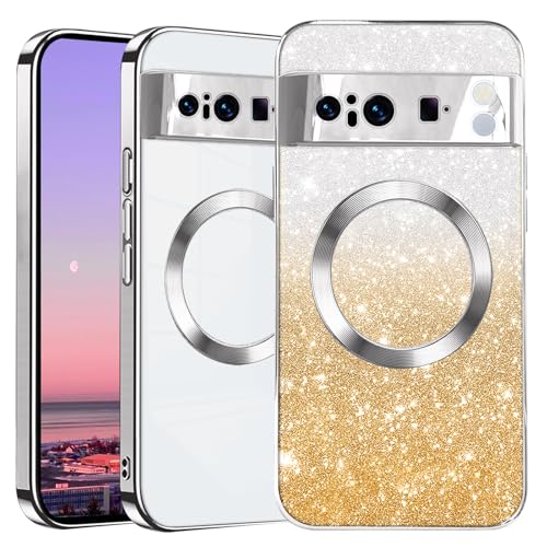 Coque Pixel 8 Pro antichoc magnétique à paillettes avec couvre-objectif intégré