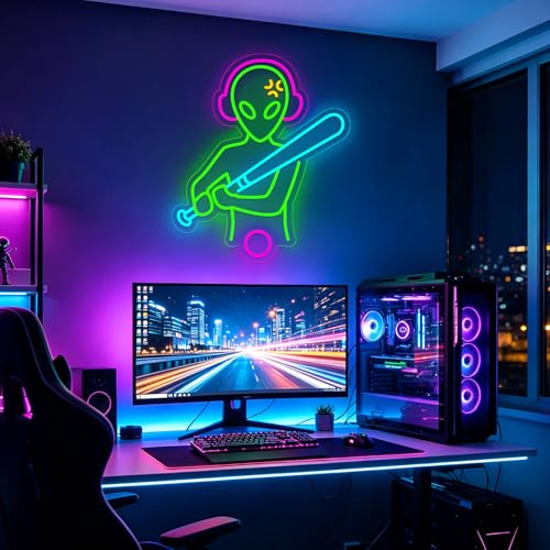 Image of Baseball Neon Sign LED Wall Decor, Dimmable USB Powered Sports Neon Light for Bedroom, Man Cave & Dorm, Multicolor Baseball Neon Sign, Unique Gift for Men, Boys & Baseball Fans