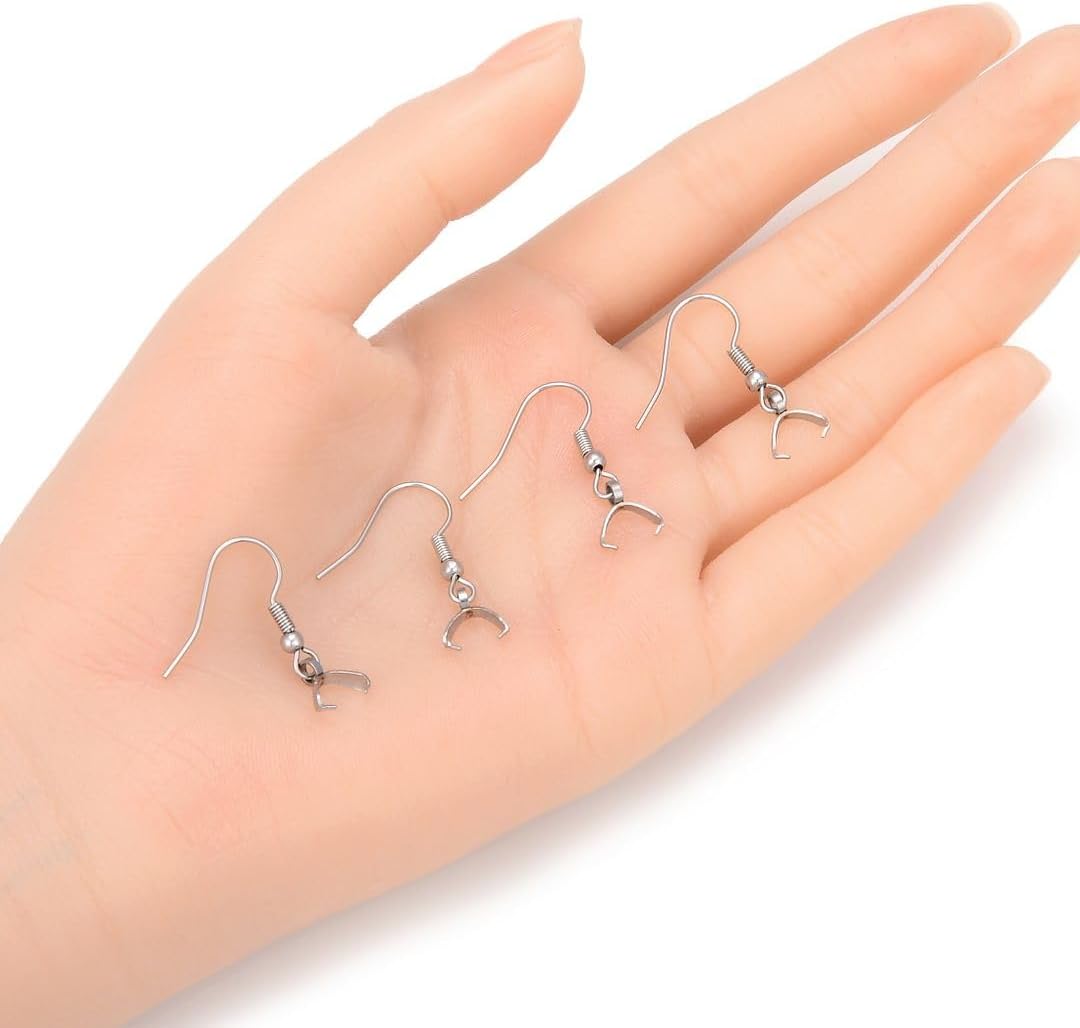 200pcs Adabele 316 Grade Surgical Stainless Steel Hypoallergenic Fish Earring Hooks Ear Wire Pinch Bail Clasp (Wire 0.7mm/21 Gauge) for Earrings Jewelry Making SEF9
