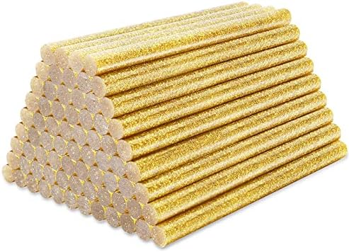 Glitter Hot Melt Glue Sticks, ENPOINT 72pcs 3.93 x 0.27 in Gold Glue Sticks, Adhesive Mini Hot Glue Sticks EVA for Home Repair DIY Art Projects Bonding Woods Glass Paper and Plastic Decoration