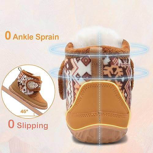 Scurtain Toddler Slippers Girl Boy House Shoes Fuzzy Hard Bottom Winter Boots Baby Cozy Walking Sock Shoes4