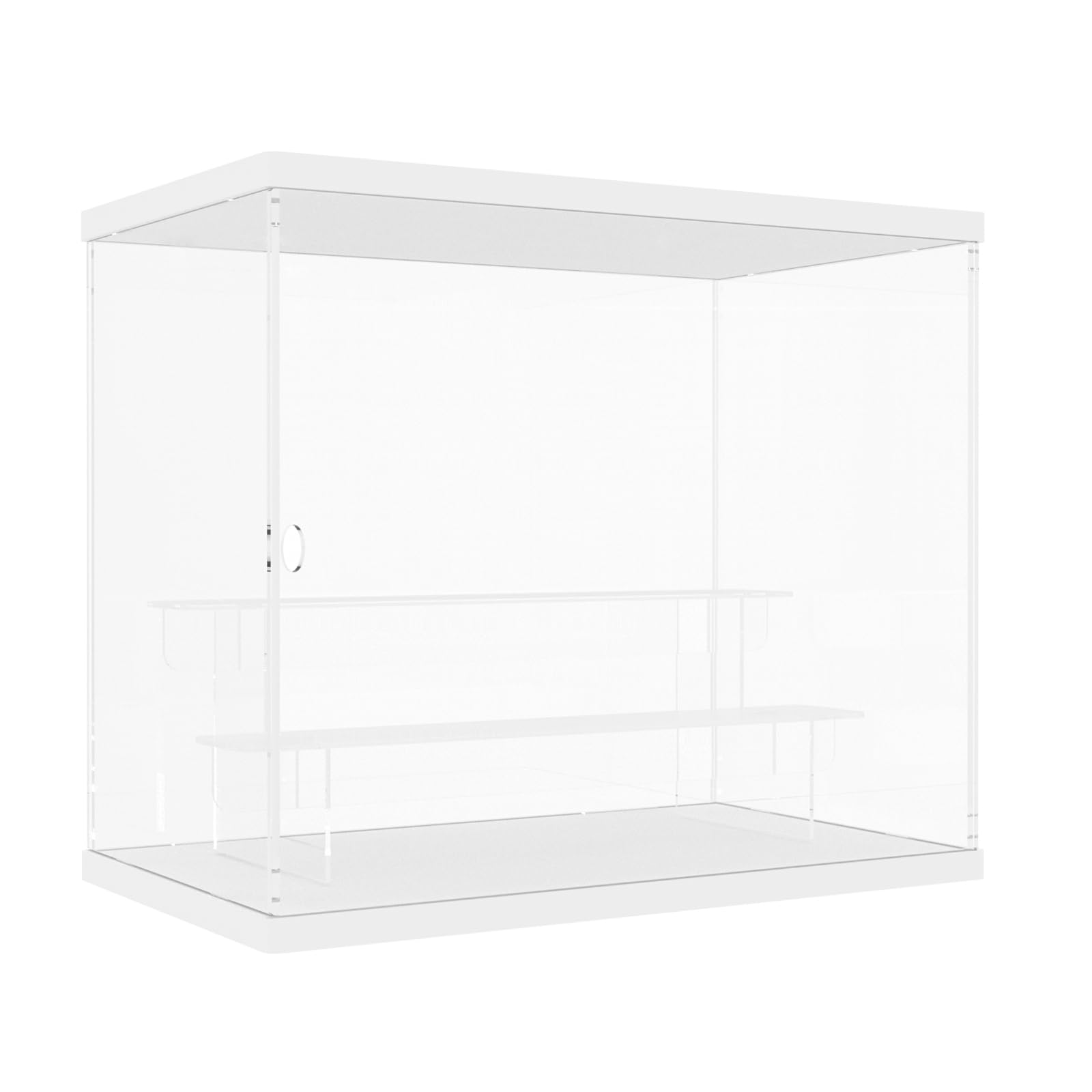 DuvinDD - Vitrina acrílica transparente de 3 niveles, pequeña vitrina para colección vitrina para escaparate de coche, miniatura, almacenamiento de perfume (base blanca, 31,6 x 18 x 26,5 cm)