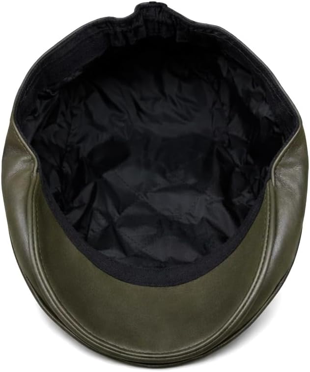 Handmade Men’s Real Leather Newsboy Cap – Vintage Sheepskin Leather Flat Cap, Classic Cabbie Driver Ascot Hat - Image 4