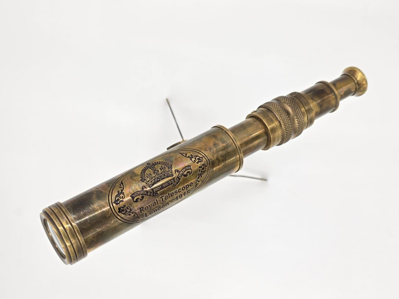 Vintage Brass Telescope on Tripod Stand Antique Desktop Telescope for Home Decor & Table Accessory | Nautical Spyglass for Navy & Outdoor Adventure