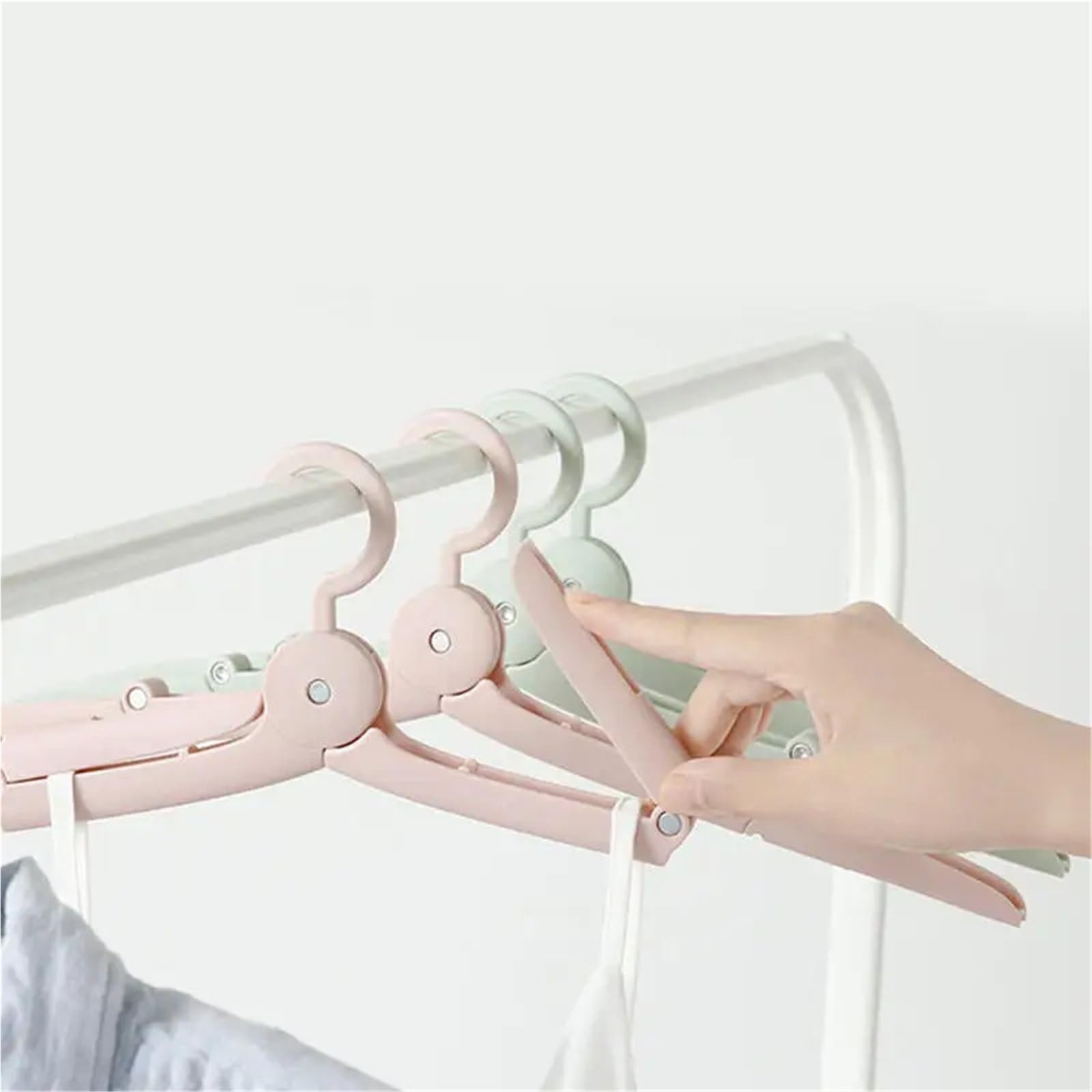1/3/5PCS Reise Faltbare Kleiderbügel Tragbare Kleidung Rack Winddicht Anti Slip Trocknen Für Business(Green,5pcs)