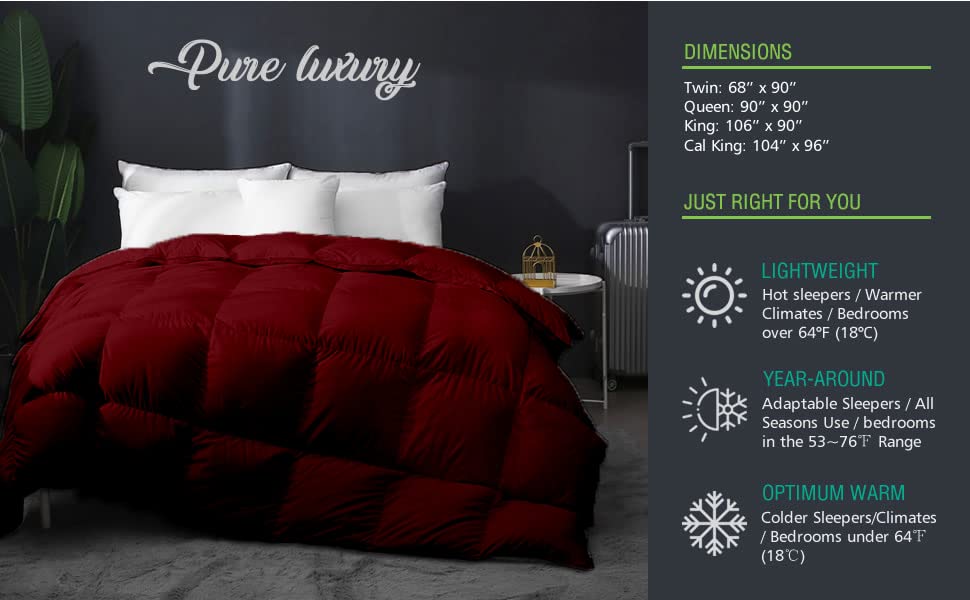 Super Soft Comforter King Size Comforter, Soft Burgundy Comforter, Down Alternative Comforter King Size Cooling Bed Comforter, Fluffy Burgundy Home Bedding King/Cal-King - 92