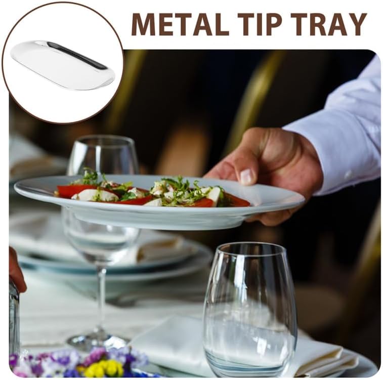 ULTECHNOVO Stainless Steel Tip Tray Elegant Organizer Plate for Restaurants Guest Check Holder Jewelry Dish Bathroom Serving Platter for Sophisticated Service