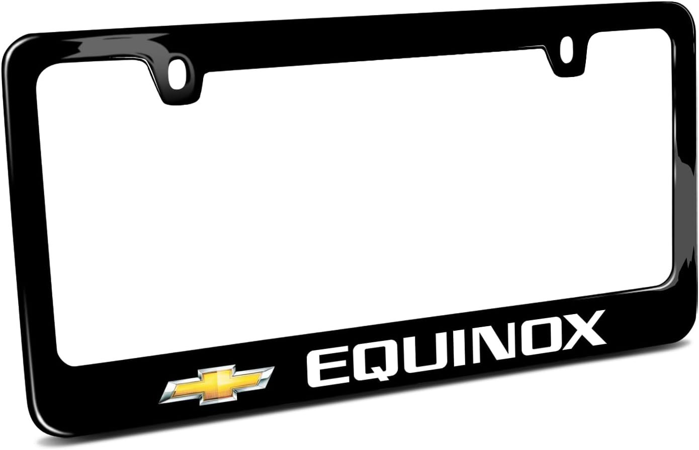 iPick Image for Chevrolet Equinox UV-LED Printed on Black Metal License Plate Frame