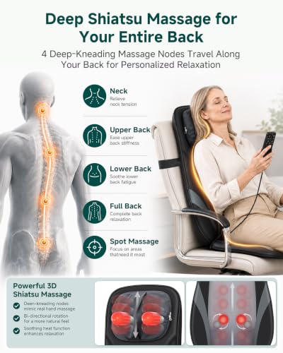 Image of Snailax Shiatsu Back Massager, Massage Chair Full Body