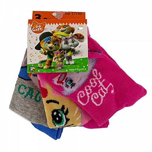 Sun City Tris di Calze 44 Gatti in Cotone n 27/30