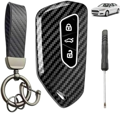 Schlüsselcover für VW Golf 8, Cupra Formentor/Terramar, Skoda Octavia | TPU Schlüsselcover| 3-Tasten| Carbon Design| Barrierefreie Signalübertragung| 360° Schutz| inkl Schlüsselanh