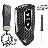 NICEWAT Autoschlüssel Hülle für VW Golf 8, Cupra Formentor/Terramar, Seat Leon, Skoda Octavia, 3-Tasten Autoschlüssel, Carbon Schlüsselhülle Auto Schlüssel Cover mit Schlüsselanhänger