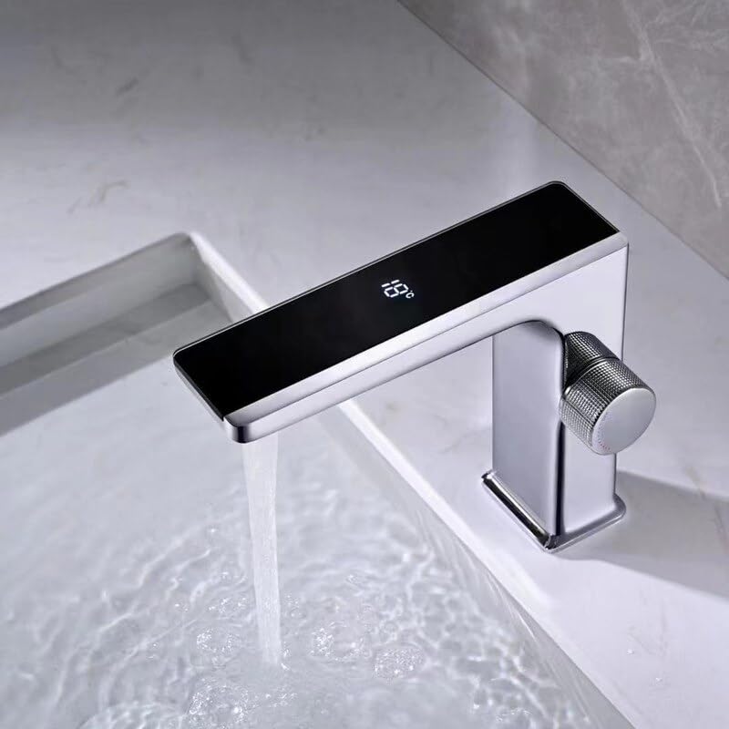 Grue de bassin de luxe finitions chrome et blanc pour salle de bain