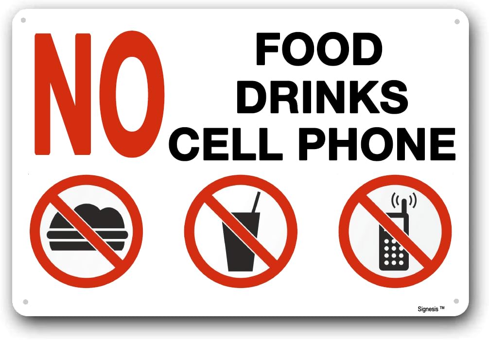 Djgkdb Tin Sign 036 No Cell Phone Sign Food Drinks Outdoor Notice Metal Aluminum 8X12 Inch