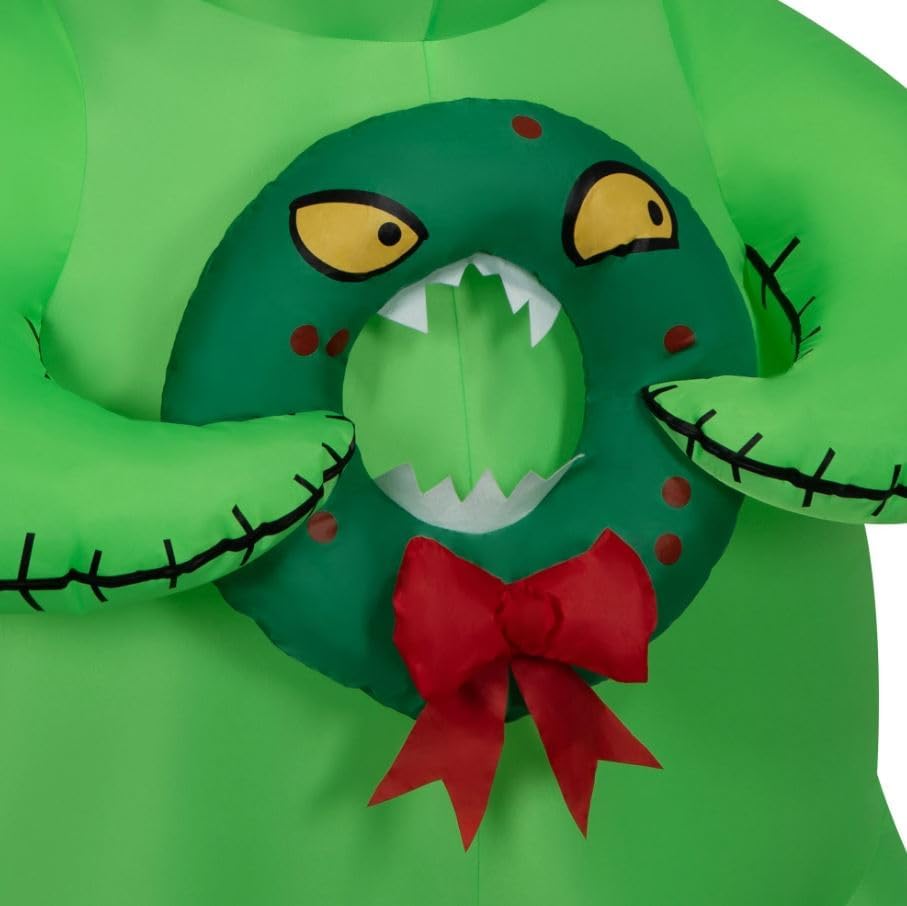 Gemmy Nightmare Before Christmas Airblown Inflatable Oogie Boogie Holding Wreath 5 ft Tall