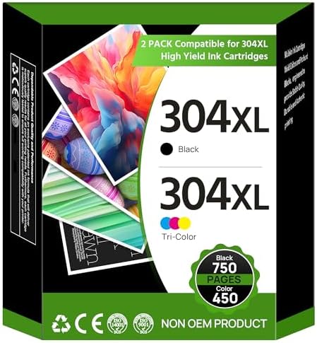 304XL Ersatz für HP 304 Druckerpatronen Schwarz und Farbe für Envy 5030 | Kompatibel für HP 304, für HP 304 Schwarz und Farbe für HP Envy 5030 für Deskjet 3760 3720 Envy 5010 5020