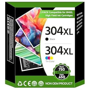 304XL Ink Cartridges Black and Colour Combo Pack Replacement for HP 304 Ink Cartridges Printer Ink 304XL for HP Envy 5010 5020 5032 5030 5000 DeskJet 3760 3762 2600 2620 2630 2633 3720 3750