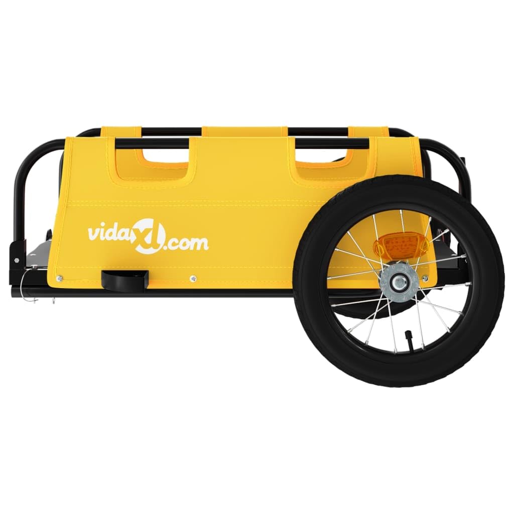 Remorque de vélo orange en tissu Oxford et fer revêtu par pulvérisation, pliable avec embrayage, sécurité et protection pour le transport de bagages, enfant, chien, idéale pour la ville, les