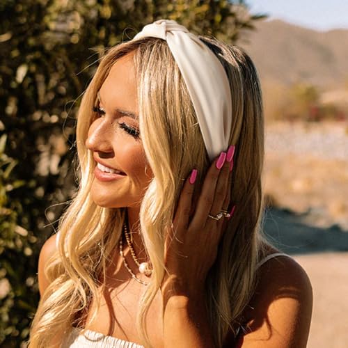 Image of DRESHOW Women's Headbands, 4 Pcs Knotted Non Slip Fashion Hairbands for Girls, Solid Boho Wide Top Knot Hair Hoops Hair Accessories