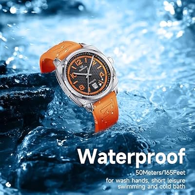 marvin Swiss Mens Watches Automatic Mechanical Watch for Men with Rubber Strap,50M Waterproof,42MM Sapphire Glass Black Dial Luxury Men's Wrist Watches