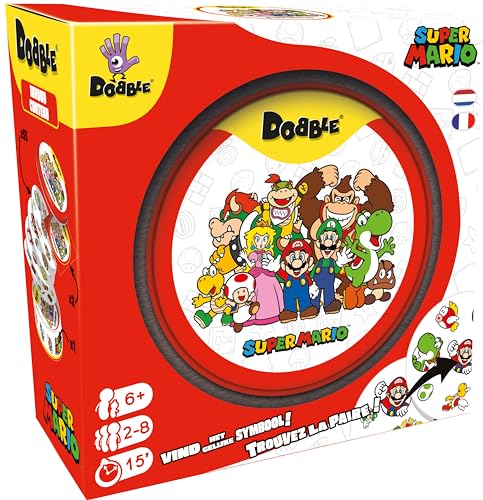 Asmodee - Dobble : Super Mario - Gry planszowe - Gry karciane - Gra dla dzieci, dorosłych i rodziny - Szybkość i obserwacja - Od 6 lat - 2-8 graczy - 15 min - wersja wielojęzyczna