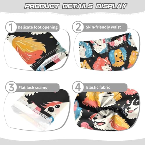 Colorful Dog Head Stars Girls Leggings Soft Stretch Workout Yoga Dance Pants for Kids Casual Tights3