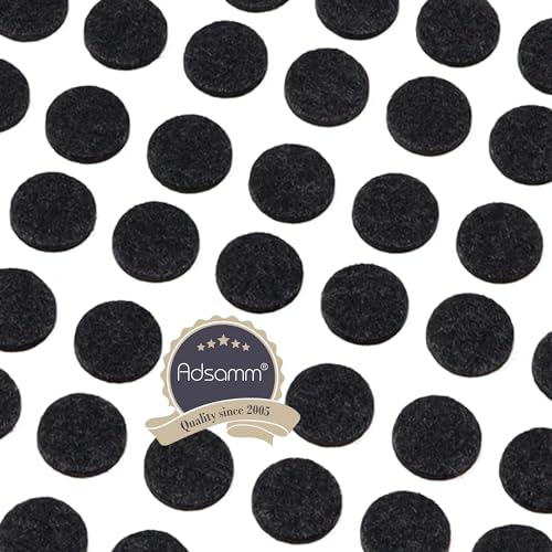 Adsamm® / 108 x Selbstklebende Filzgleiter/Schwarz/ø 10 mm/Rund / 1.5 mm dünne Selbstklebende Möbelgleiter aus Filz