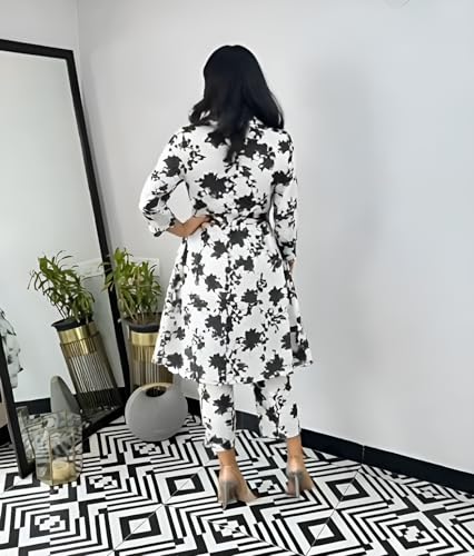 Image of LookMark Women's Cotton Blend Trendy Regular Fit Solid Printed Kurti with Stright Bottom |Kurti Set for Women