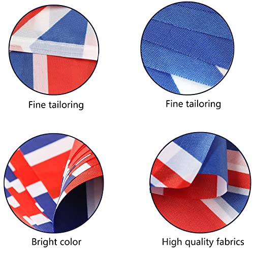 AhfuLife Union Jack Triangular Bunting 30pcs British Flags, King Charles Coronation Decorations, Double Sided British Bunting Flag for Coronation Street Party Decoration (19 x 27 cm - 12m, 1 Pack)