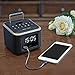 Homtime Alarm Clock Radio,Wireless Bluetooth Speaker,Digital Alarm Clock USB Charger for Bedroom with FM Radio/USB Charging Port/AUX-in and Cell Phone Stand/Snooze/Dimmer/Battery Backup (Black)