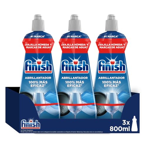 Finish Powerball Abrillantador Lavavajillas, vajilla seca, brillante y sin marcas - 3 unidades x 800ml - Total 600 lavados