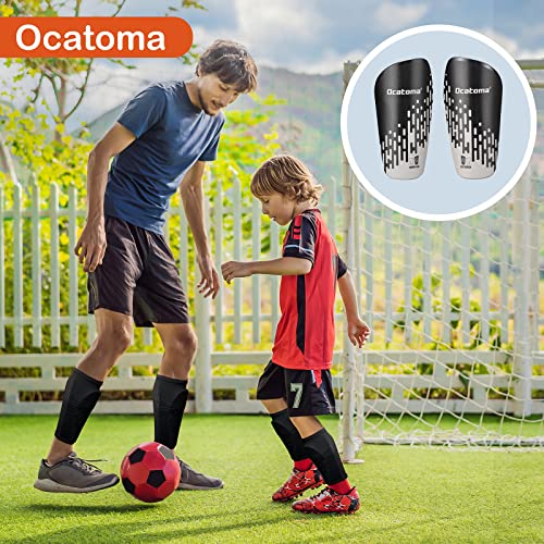 Ocatoma Soccer Shin Guards For Kids Youth,Eva Cushion Protection Reduce Shocks And Injuries,Soccer Equipment With Hard Protective Shell,Soccer Shin Pads And Shin Guard Sleeves For Boys Girls(M, Bk/Gy) #TOP6