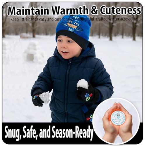 Image of PJ Masks Winter Hat and 2 Pair of Gloves or Mittens Set (Age 2-7)