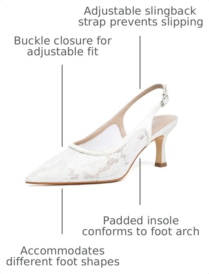 Image of Mostrin Kitten Heels for Women Slingback Pointed Closed Toe Heels Women's Pumps Shoes for Wedding, Party, Commuting