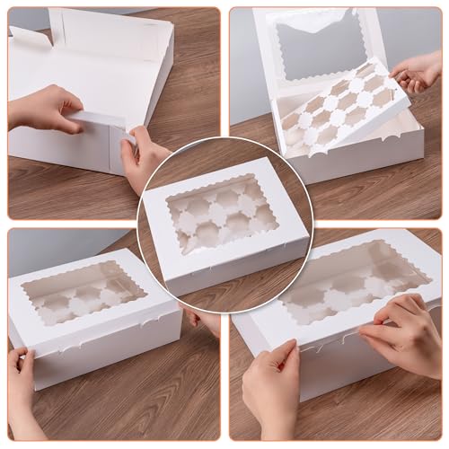 Hoewina DGH-6PCS-WHITE Cupcake Boxes - Hold 12 Count Cupcake Containers thumb #4