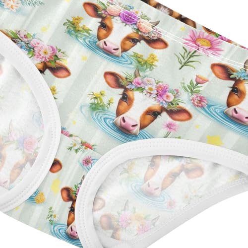 Joisal Print Girls Underwear Toddler 2t Cotton Cute Panties Girl Cute Cow Flower Crowns Briefs Kids Undies4