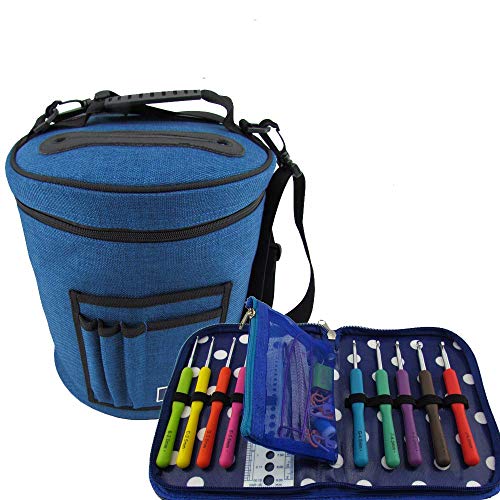 Crochet Hooks Kit + Yarn Storage Bag Bundle
