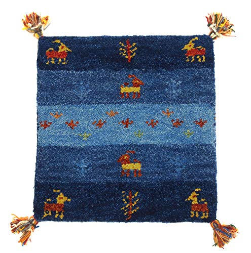 萩原 チェアマット ブルー サイズ:約40×40