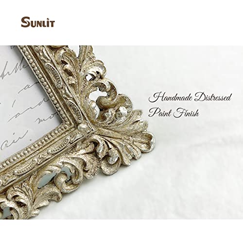 Sunlit Vintage Picture Frame 8X10 Inch, Luxury Antique Photo Frames With Glass Front, Photo Display, Tabletop Wall Hanging, Gift Ideas, Antique Gold Silver #TOP4
