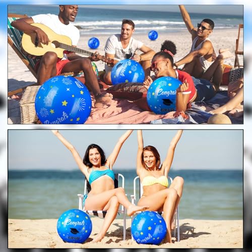 12 Pcs Graduation Beach Ball 12" Grad Beach Balls Inflatable Pool Decorations 2026 for Congrats Grad Graduation Pool Party Decoration Supplies Summer Water Sand Game Accessory(Blue) by Vertintong - Image 6