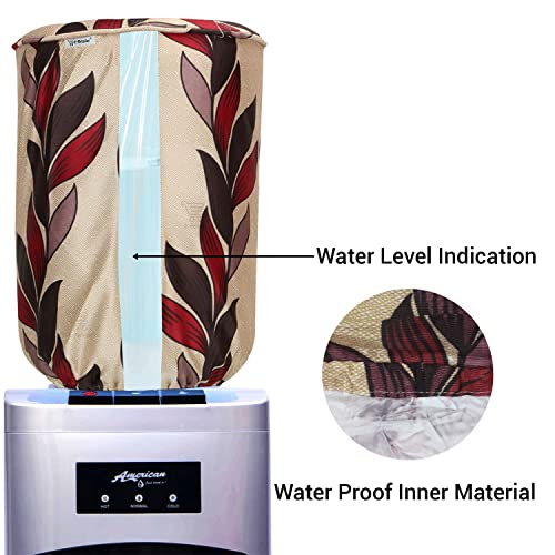 Image of Polyester Water Dispenser Bottle Cover With Adjustable Elastic Closure And Water Level Indication For 20 Ltr. (Color- Maroon Ethnic, Size-17x11 Inches)