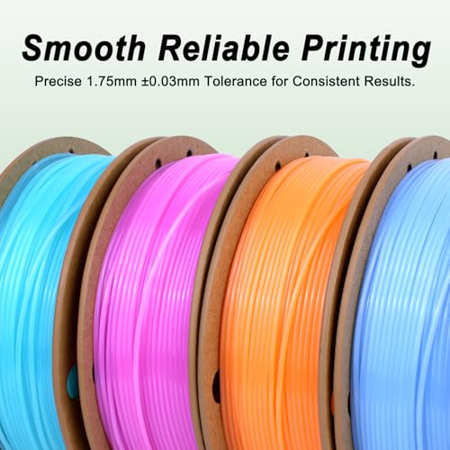 Image of Translucent PLA Filament Bundle, Crystal Filament 1.75mm, 250g*4 | Translucent ice orange /blue /green /pink PLA features an elegant frosted finish perfect for glowing decors