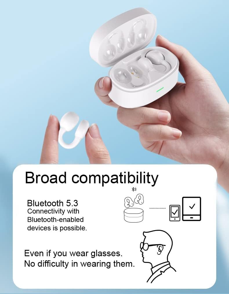 Wireless Ear-Clip TWS Earphones Bluetooth Earbuds Compatible with iPad Pro 11,13 (2025) / iPad Air 11,13 (2026) - True Stereo Charging Case Hands-Free Mic Headset