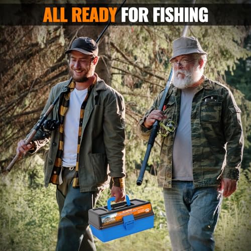 Image of PLUSINNO Large 3 Layers Fishing Tackle Box with Tackle Included, 415Pcs Fishing Lures Kit Contains Pliers, Crankbait, Weights, Accessories, Portable Fishing Gear Gifts for Men Starter Kits Bass Trout