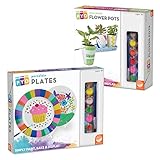 MindWare Paint Your Own Porcelain Plates and Flower Pots: Set of 2
